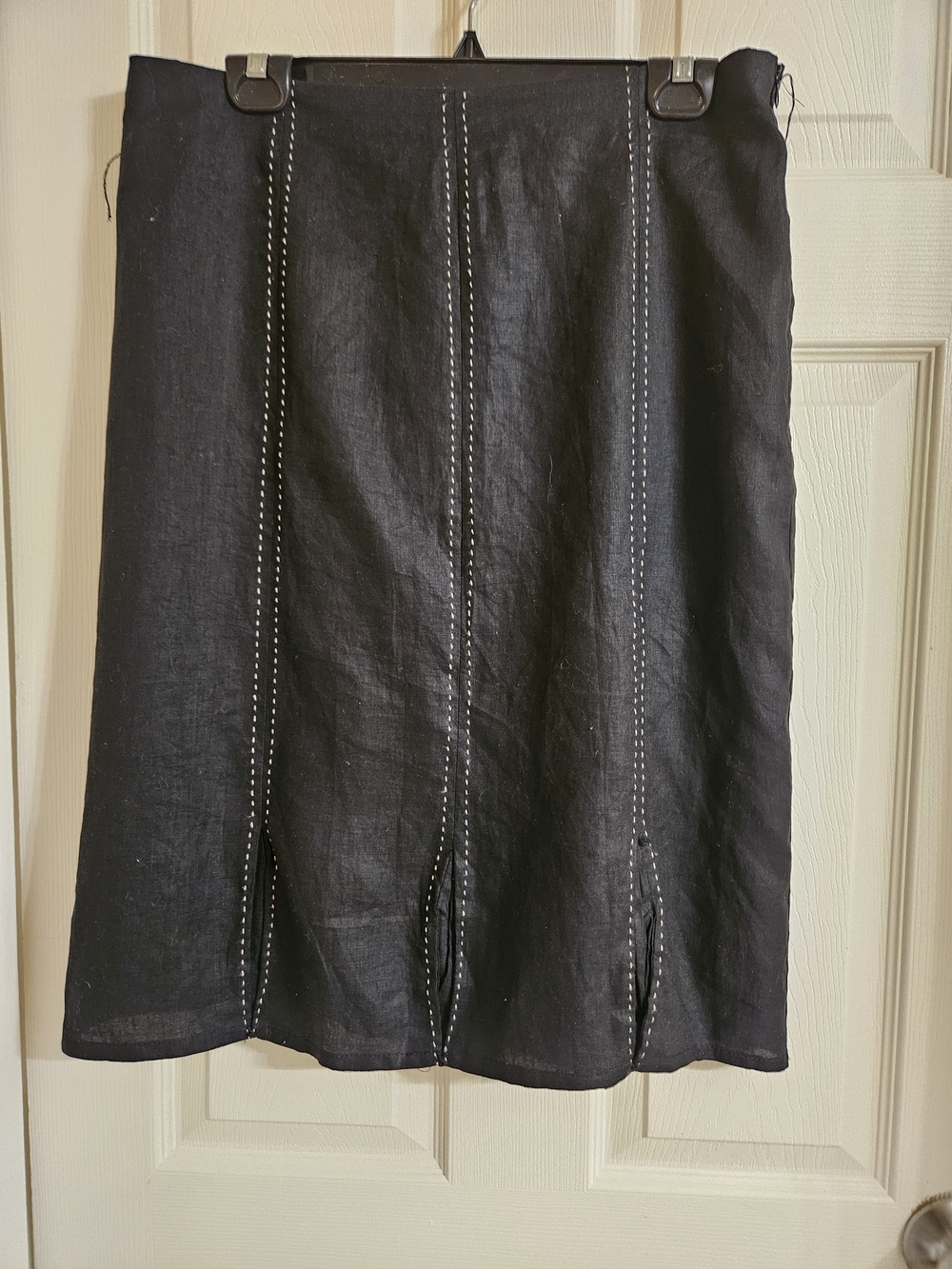 Carole Little Black Midi Skirt with White Stitch Detail